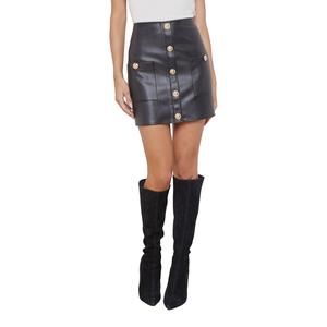 NEW L'AGENCE truman vegan leather mini skirt in black